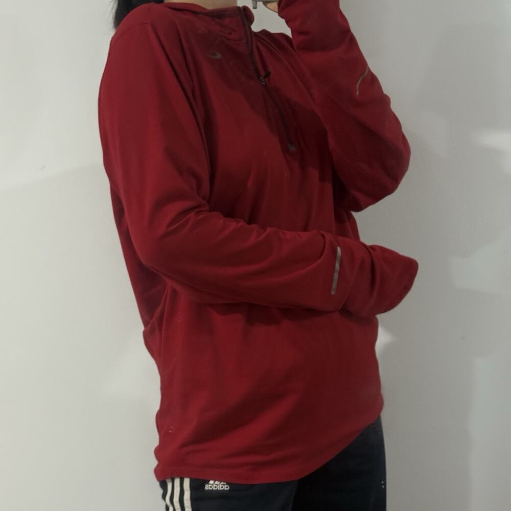 Nike Running Dri-FIT Men's M Red Quarter Zip Pullover Long Sleeve Shirt - Picture 15 of 15